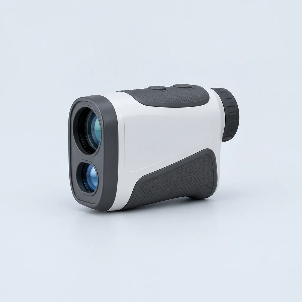 White and grey handheld golf laser rangefinder