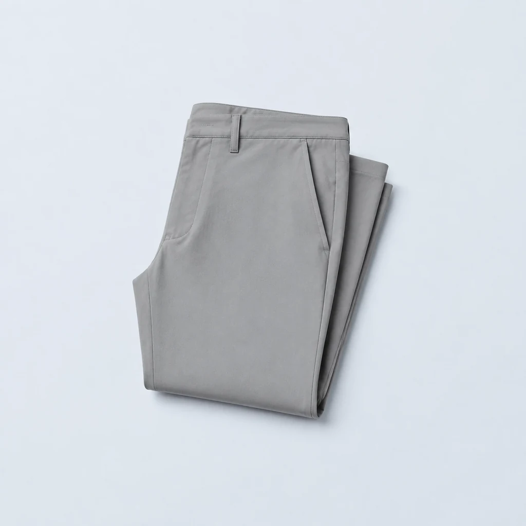 Folded stone grey golf trousers